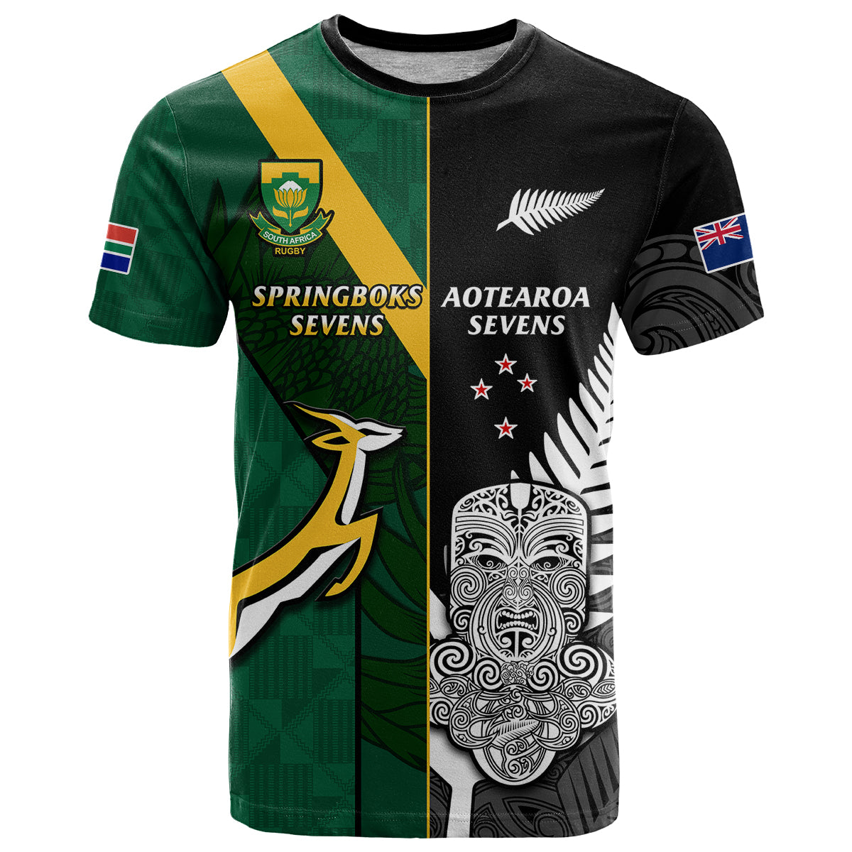 cusotm-personalised-south-africa-and-aotearoa-rugby-7s-springboks-mix-tiki-fern-t-shirt