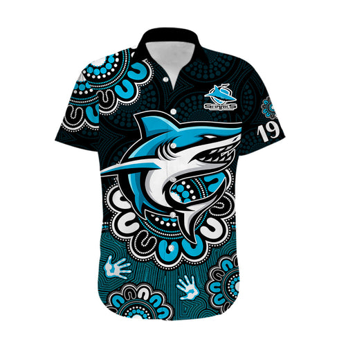 custom-personalised-nrl-cronulla-sutherland-sharks-rugby-sharkies-1963-aboriginal-hawaiian-shirt