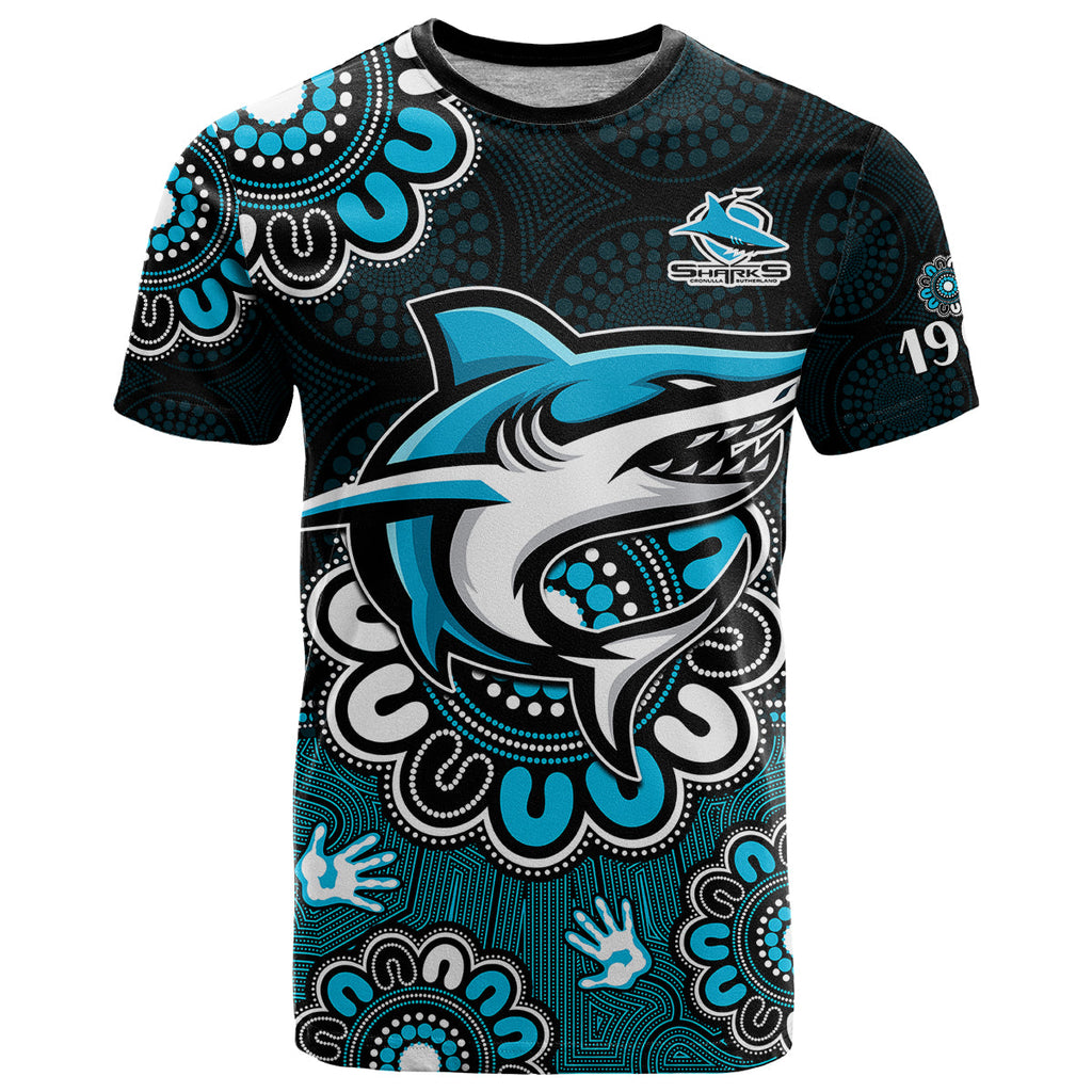 custom-personalised-nrl-cronulla-sutherland-sharks-rugby-sharkies-1963-aboriginal-t-shirt