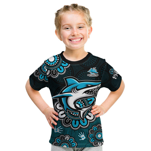 custom-personalised-nrl-cronulla-sutherland-sharks-rugby-sharkies-1963-aboriginal-kid-t-shirt