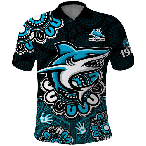 custom-personalised-nrl-cronulla-sutherland-sharks-rugby-sharkies-1963-aboriginal-polo-shirt