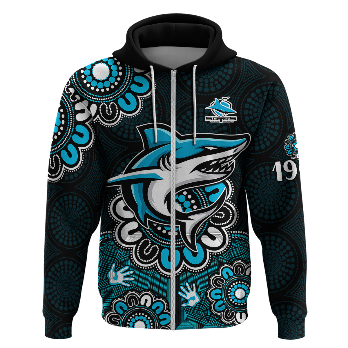 custom-personalised-nrl-cronulla-sutherland-sharks-rugby-sharkies-1963-aboriginal-hoodie