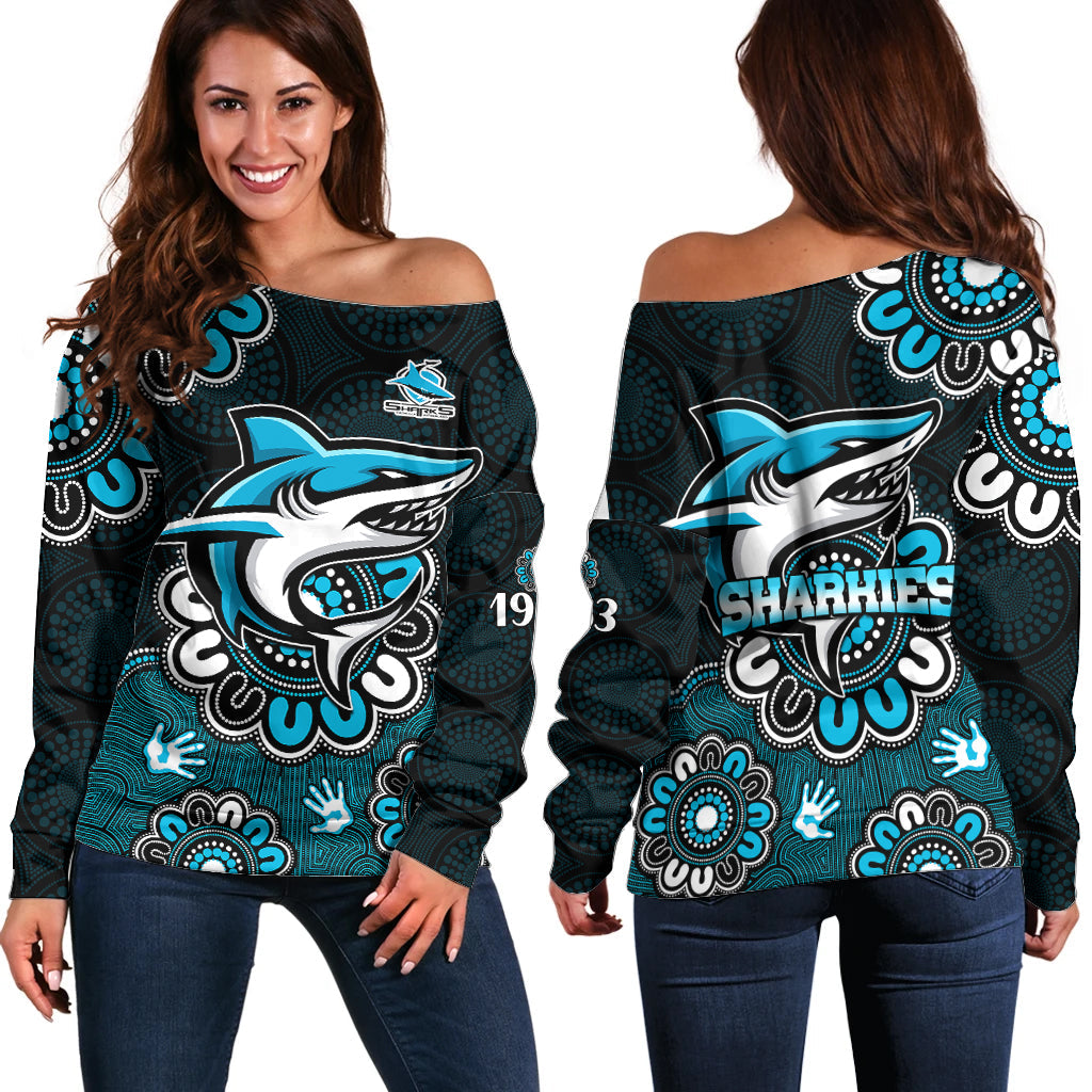 nrl-cronulla-sutherland-sharks-rugby-sharkies-1963-aboriginal-off-shoulder-sweater