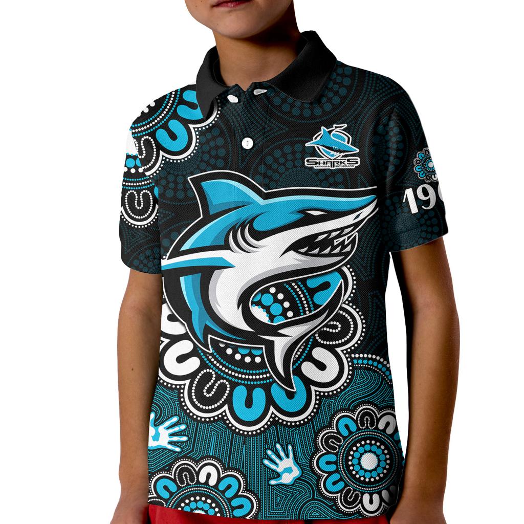 nrl-cronulla-sutherland-sharks-rugby-sharkies-1963-aboriginal-kid-polo-shirt