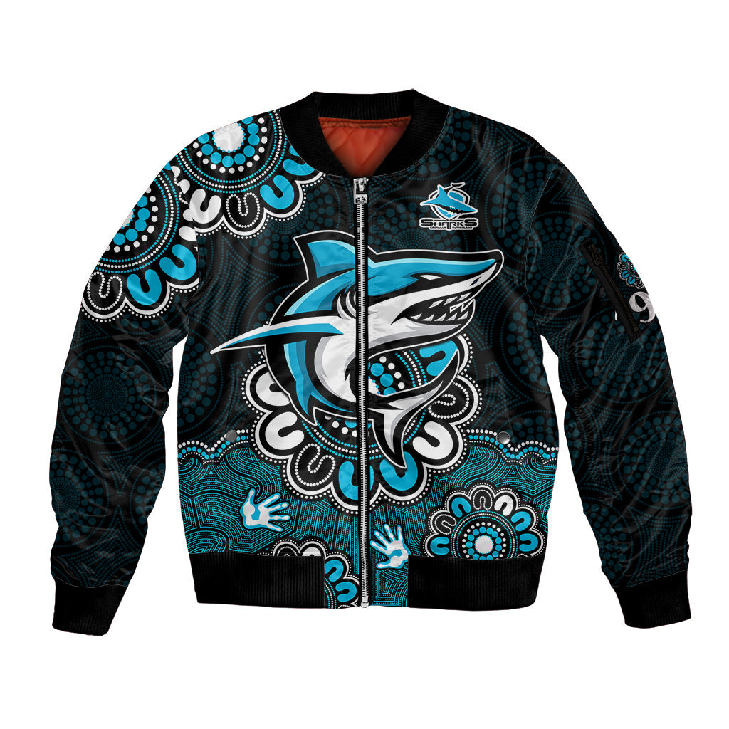 nrl-cronulla-sutherland-sharks-rugby-sharkies-1963-aboriginal-sleeve-zip-bomber-jacket