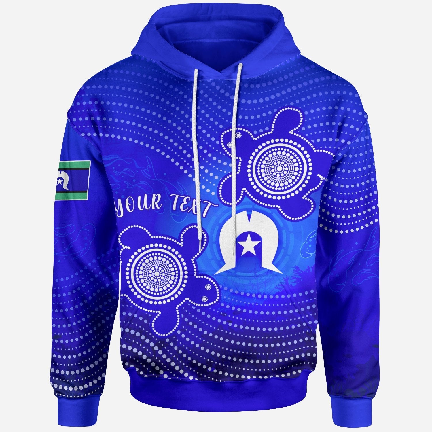 [Custom] Torres Strait Islanders Hoodie - Torres Symbol With  Turtle