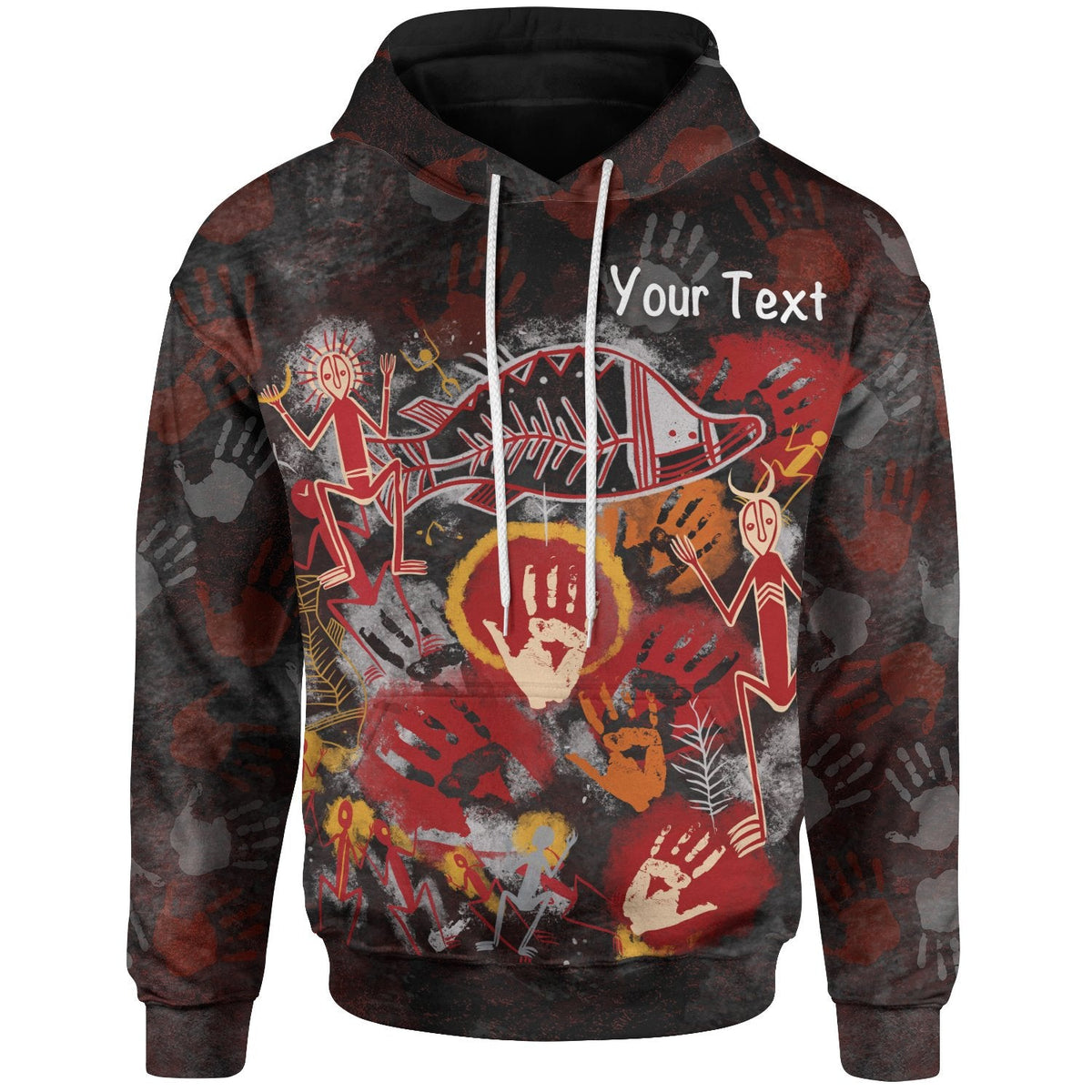 [Custom] Aboriginal Hoodie - Indigenous Fish Hand Art