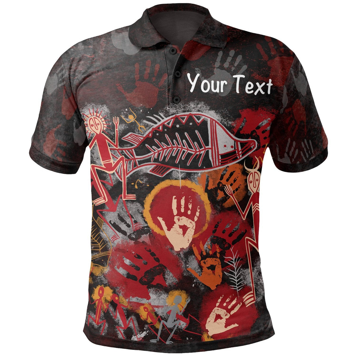 custom-aboriginal-polo-shirts-indigenous-fish-hand-art