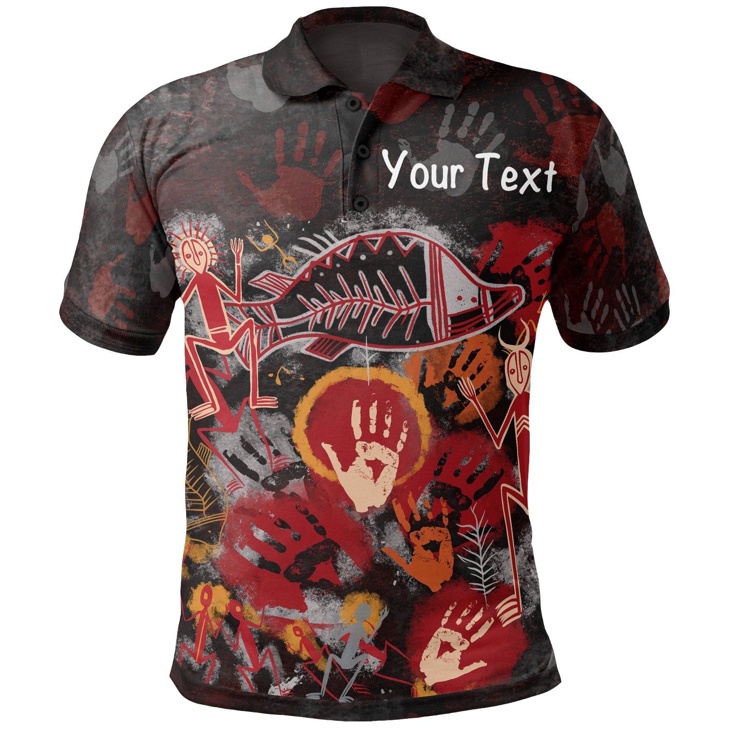 custom-aboriginal-polo-shirts-indigenous-fish-hand-art