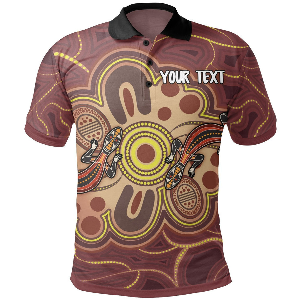 custom-aboriginal-polo-shirts-indigenous-lizard-dot-painting-art
