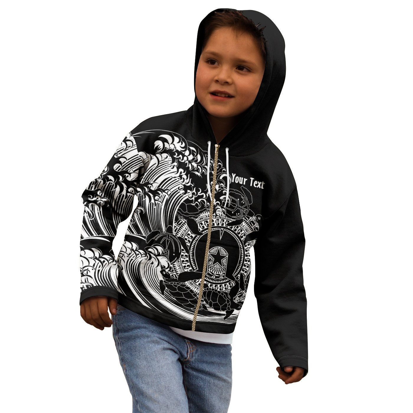 customaboriginal-kid-zip-up-hoodie-torres-strait-islands-in-wave-black