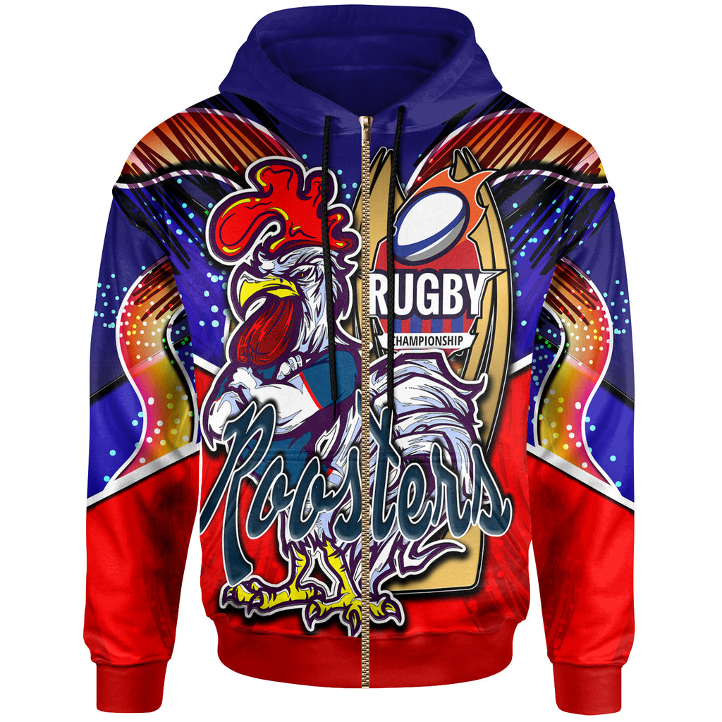 roosters-rugby-hoodie-custom-rooster-mascot-with-cup-nrl-grand-final-player-and-number-hoodie