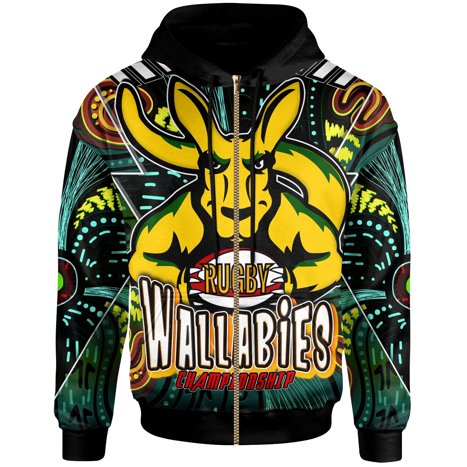 wallabies-rugby-hoodie-custom-kangaroo-rugby-championship-sport-aboriginal-culture-personalised-player-and-number-hoodie