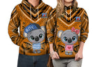 (Custom Personalised) Australia Valentine Cute Koala Couple Hoodie Aboriginal Valentine Orange LT13