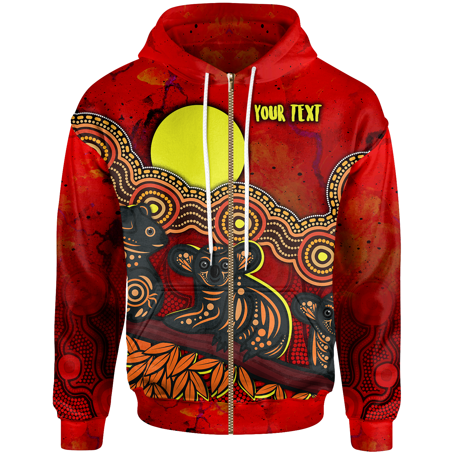 custom-text-aboriginal-zip-up-hoodie-australian-indigenous-koala