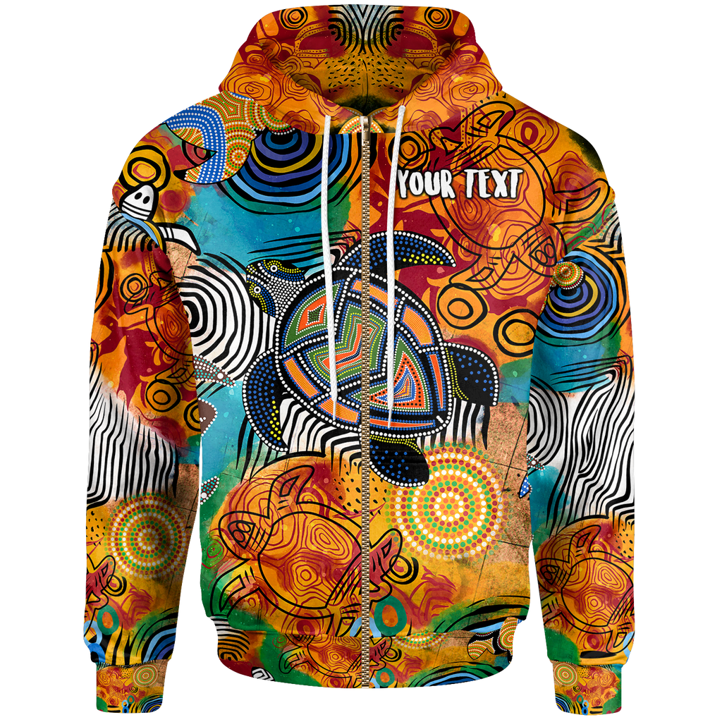 aboriginal-personalised-zip-up-hoodie-turtle-indigenous-art