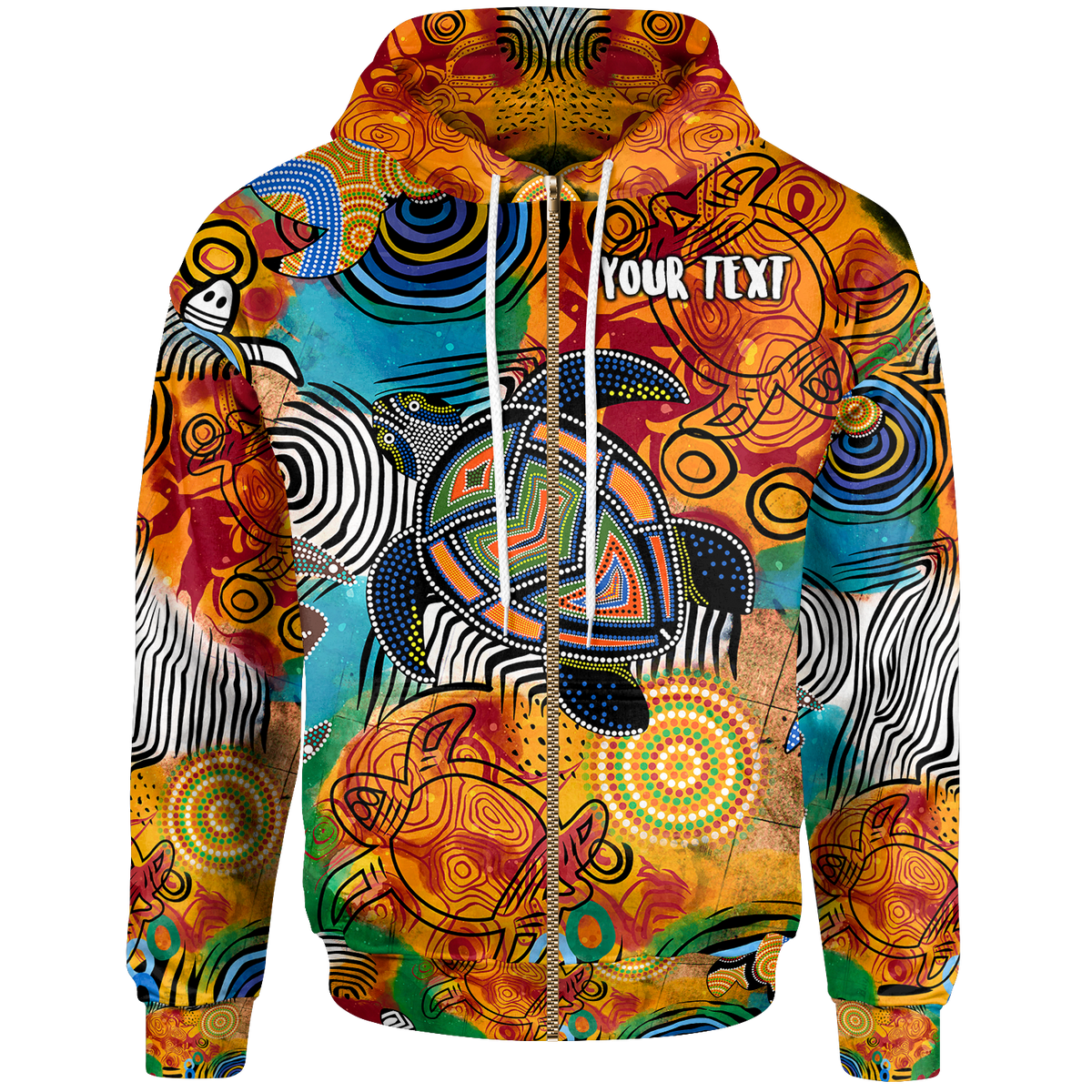 aboriginal-personalised-zip-up-hoodie-turtle-indigenous-art