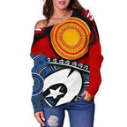 Off Shoulder Sweater - Australian NAIDOC Aboriginal and Torres Strait Island Flags - Vibe Hoodie