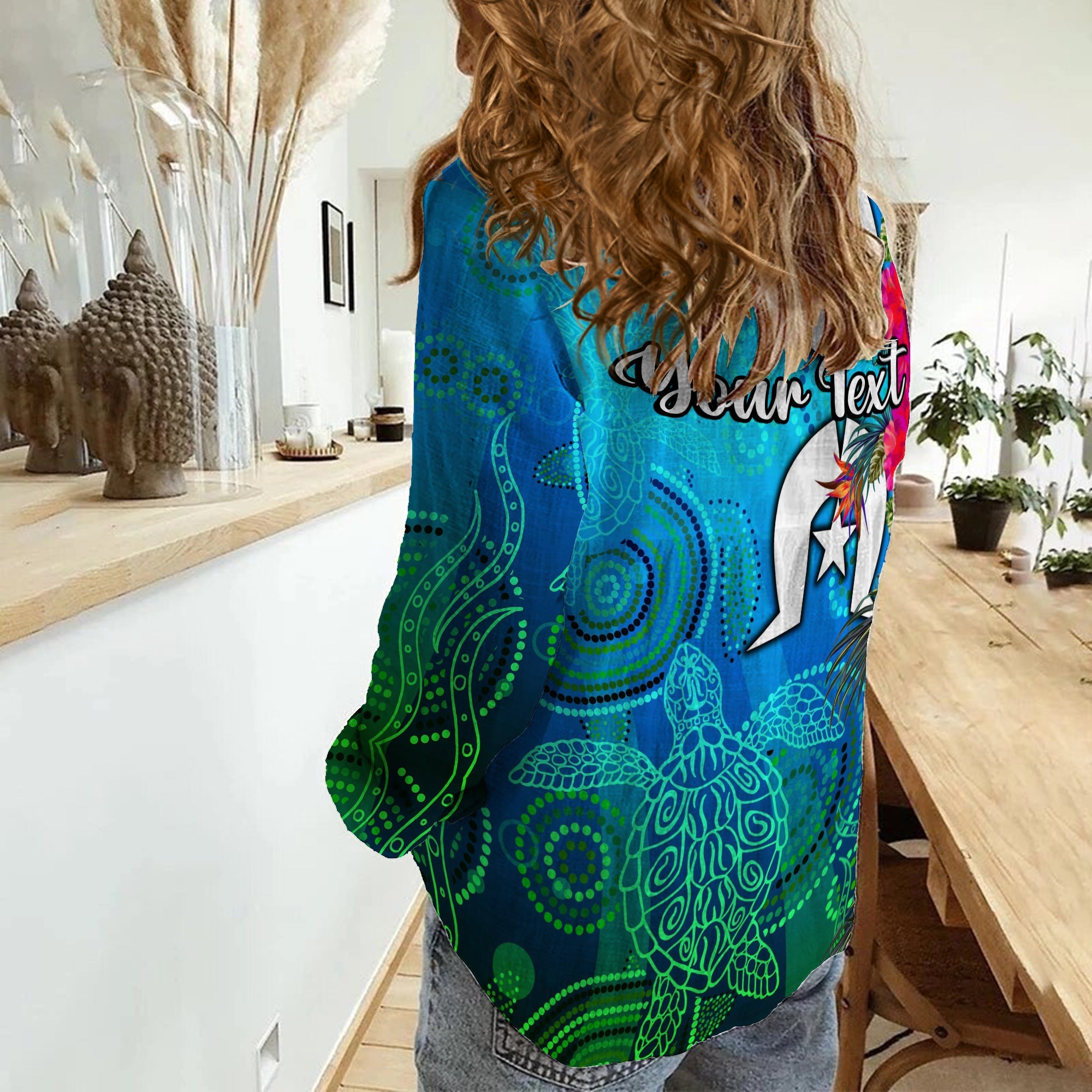 custom-personalised-women-casual-shirt-torres-strait-blue-sea-with-hibiscus