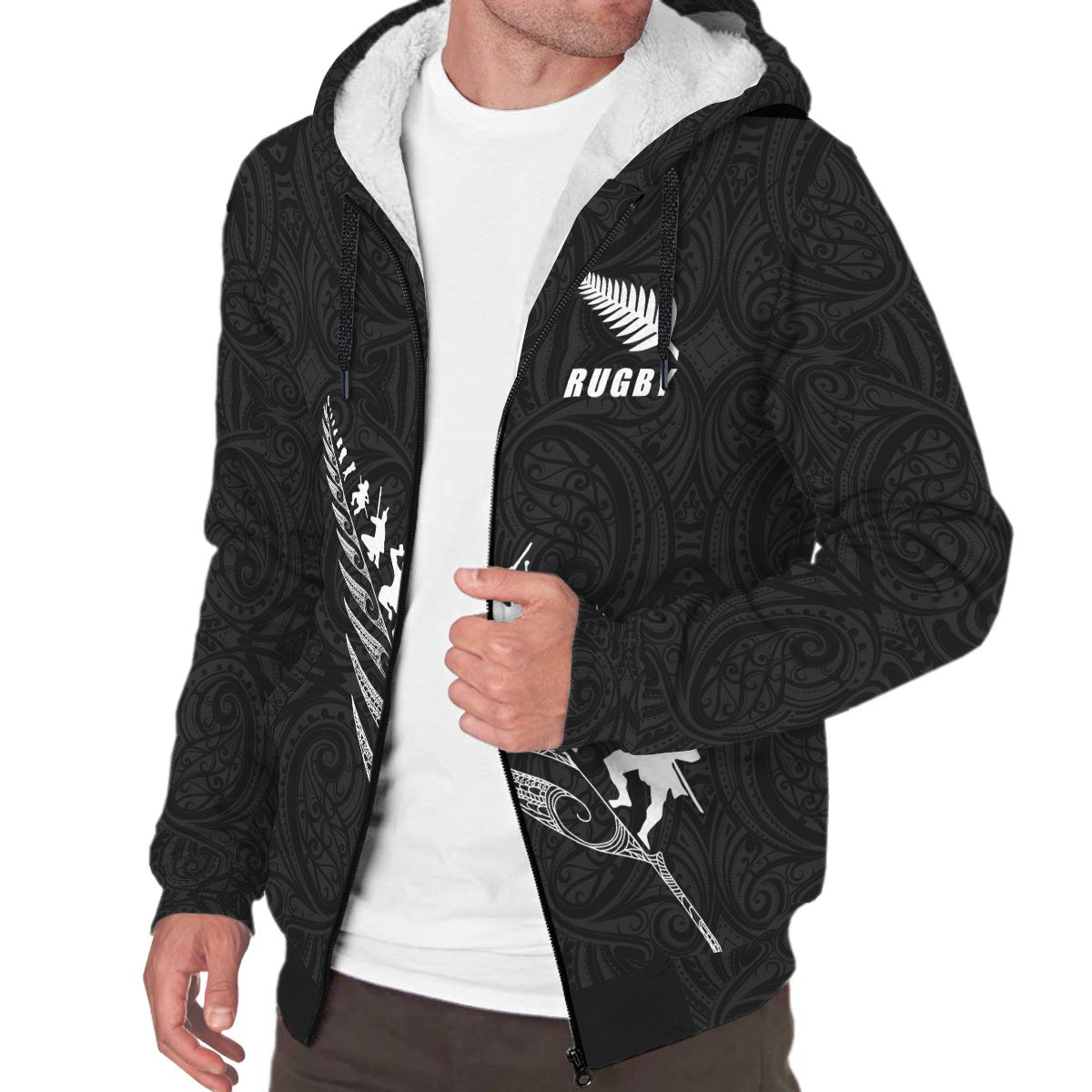 rugby-haka-fern-sherpa-hoodie-black