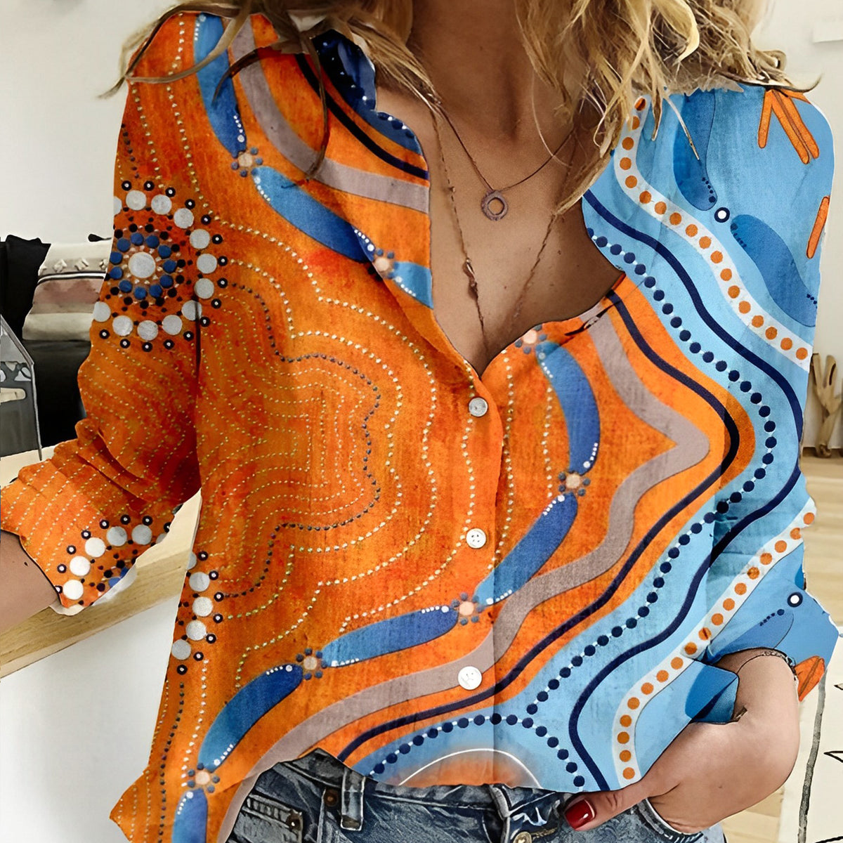 Australia Aboriginal Women Casual Shirt RLT14