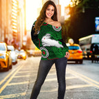 Rabbitohs Indigenous Off Shoulder Sweater Simple Green - Vibe Hoodie