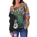 New Zealand Maori Manaia and Australian Aboriginal Koala Off Shoulder Sweater LT4 - Vibe Hoodie