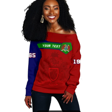 (Custom Text) Vibe Hoodie Africa Women's Off Shoulder Sweater - The Gambia - AF01