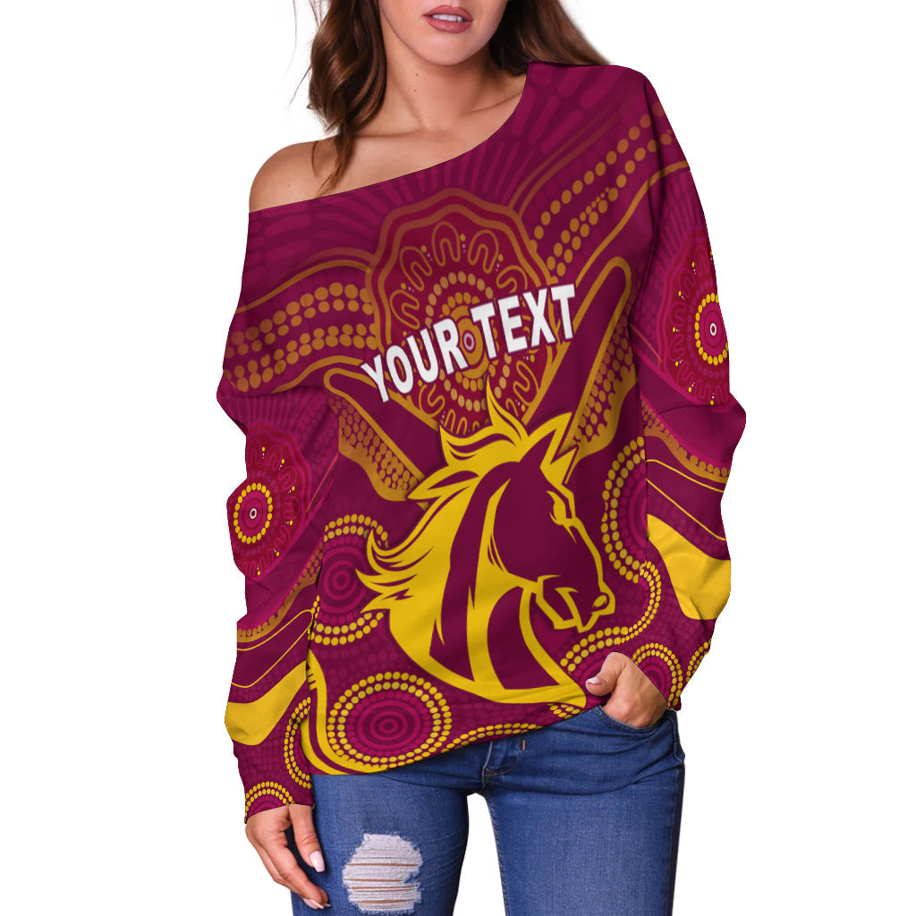 (Custom Personalised) Broncos Indigenous Off Shoulder Sweater LT13 - Vibe Hoodie
