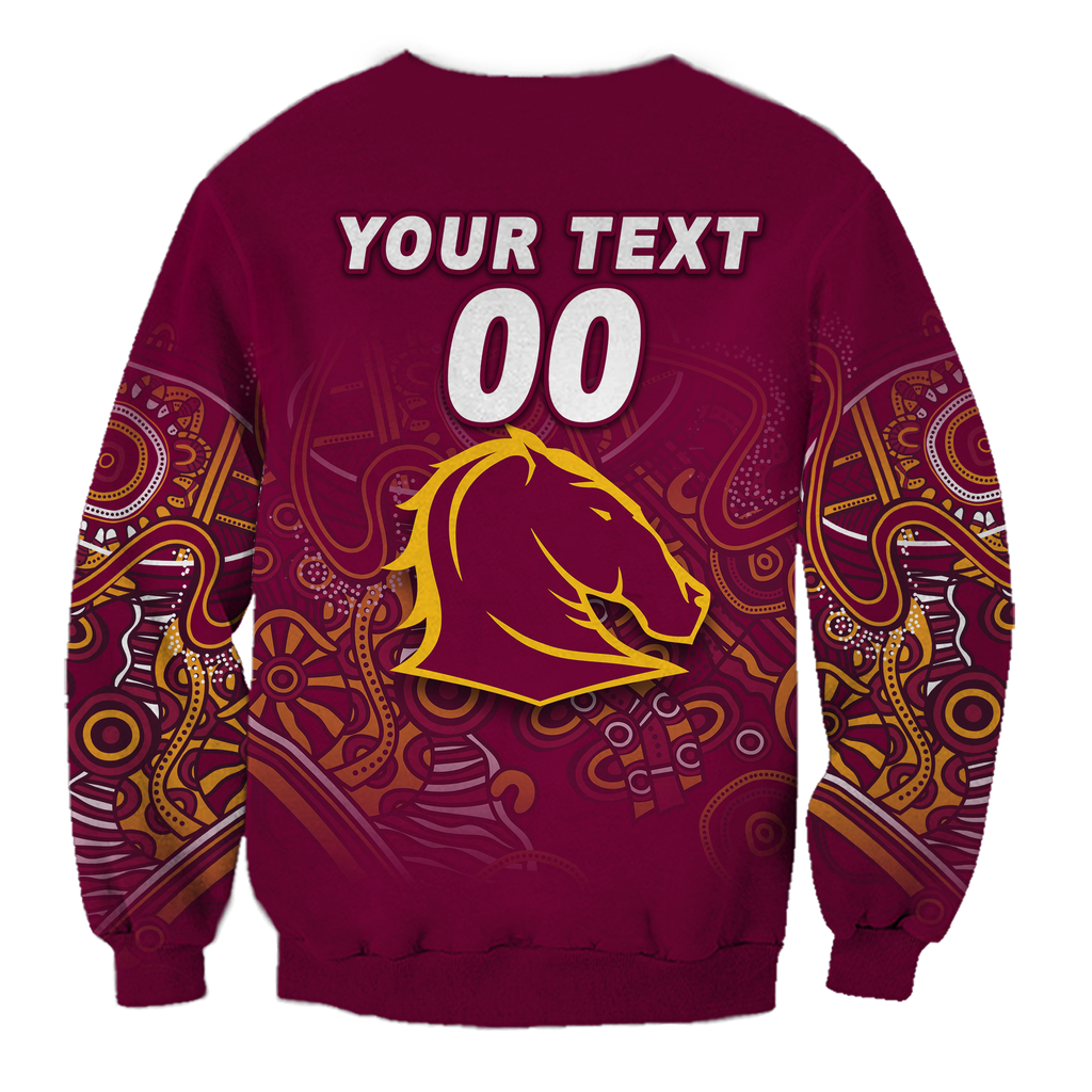 (Custom Personalised) Brisbane Broncos Rugby Indigenous Sweatshirt - LT12