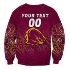 (Custom Personalised) Brisbane Broncos Rugby Indigenous Sweatshirt - LT12