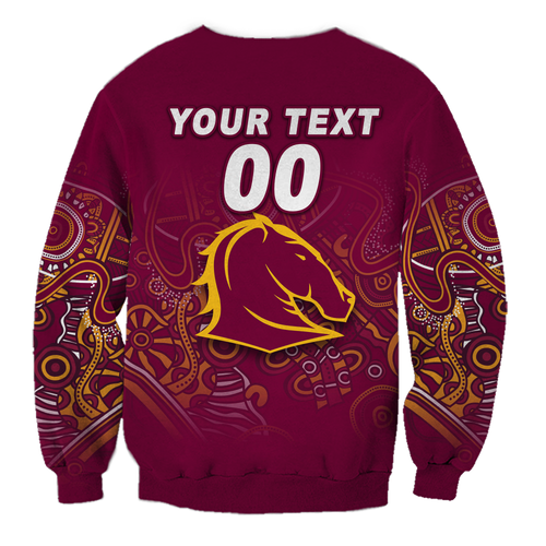 (Custom Personalised) Brisbane Broncos Rugby Indigenous Sweatshirt - LT12