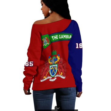 (Custom Text) Vibe Hoodie Africa Women's Off Shoulder Sweater - The Gambia - AF01