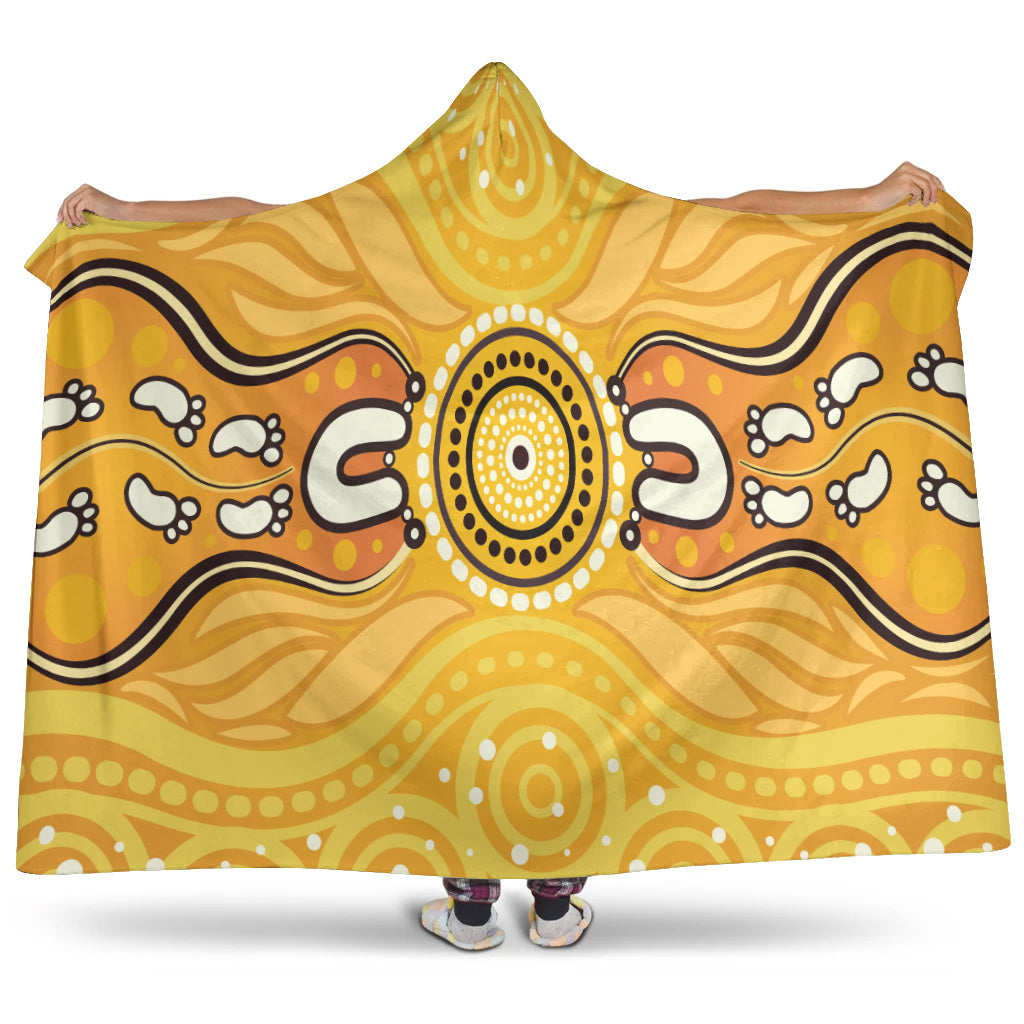 australia-aboriginal-inspired-hooded-blanket-aboriginal-yellow-color-dot-art-vector-background