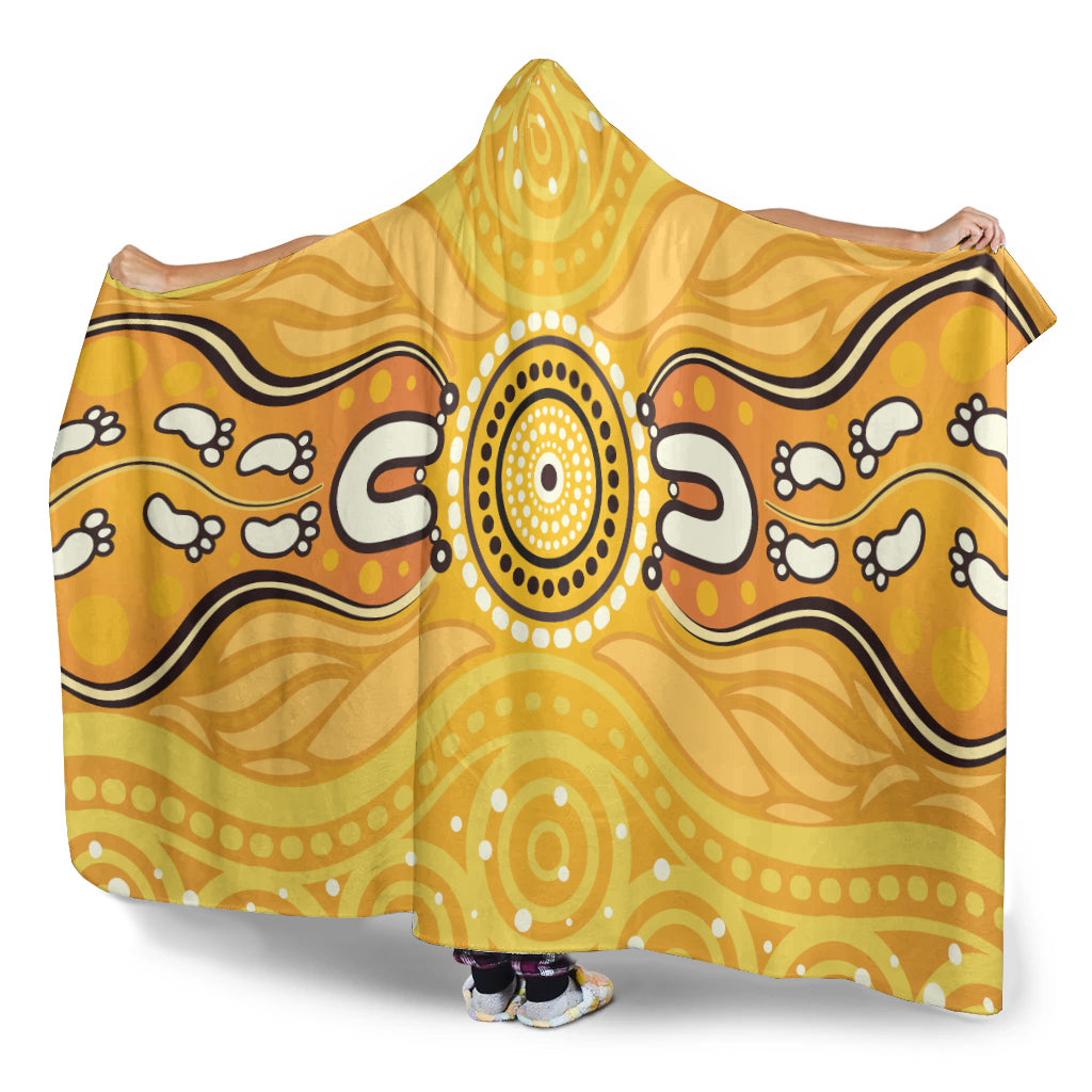 australia-aboriginal-inspired-hooded-blanket-aboriginal-yellow-color-dot-art-vector-background