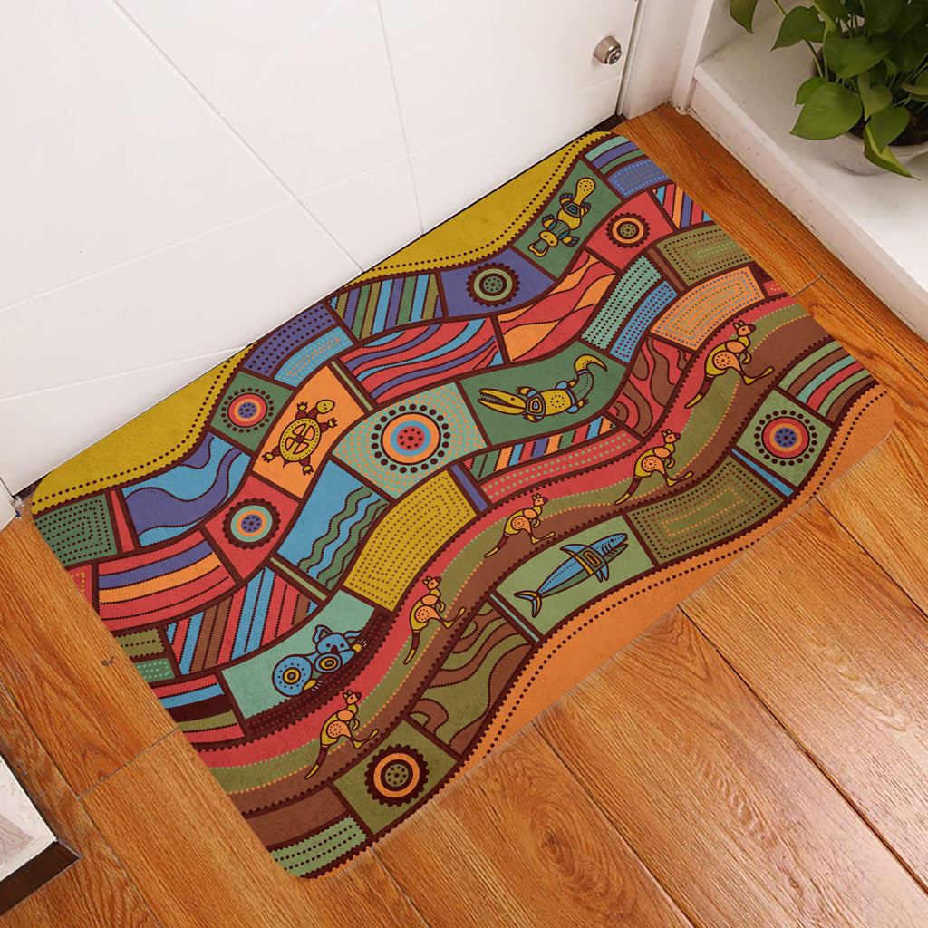 australia-aboriginal-inspired-door-mat-animals-aboriginal-dot-artwork