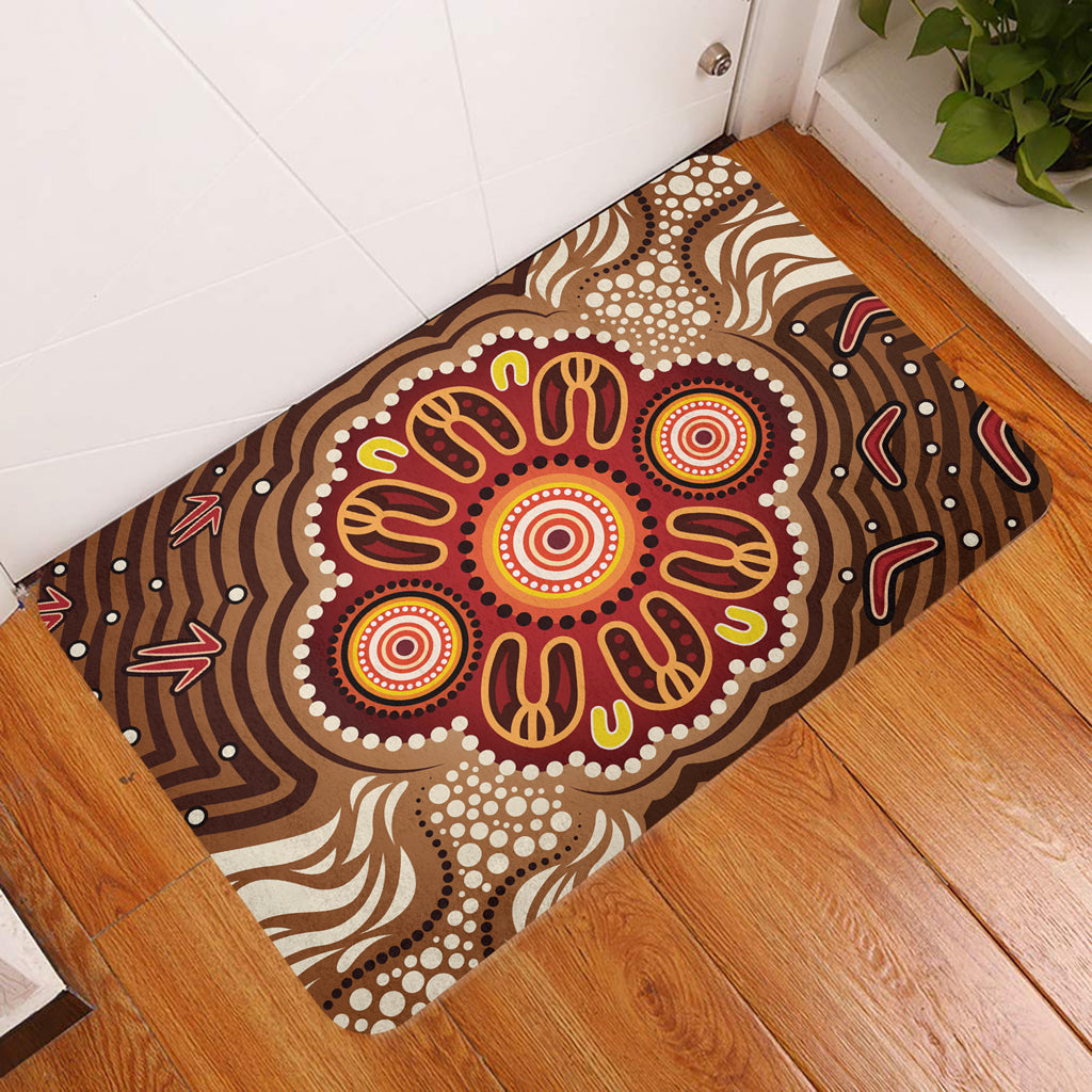 australia-aboriginal-inspired-door-mat-brown-boomerang-aboriginal-dot-artwork