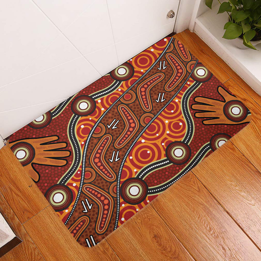 australia-aboriginal-inspired-door-mat-australian-aboriginal-art-dot-art-orange
