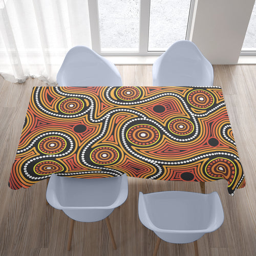 australia-aboriginal-inspired-tablecloth-orange-color-aboriginal-dot-artwork