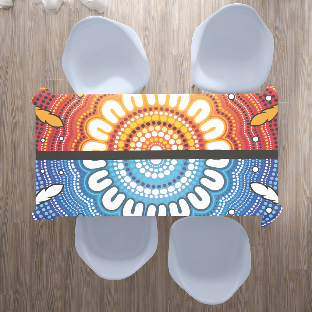 australia-aboriginal-inspired-tablecloth-blue-and-orange-aboriginal-dot-art-vector-painting