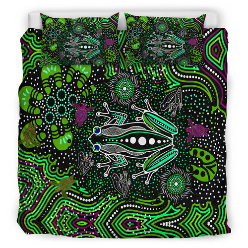 australia-indigenous-bedding-set-aboriginal-inspired-art-frog-dreaming-dot-art-background