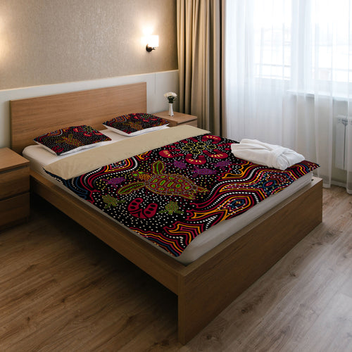 australia-indigenous-bedding-set-aboriginal-inspired-art-turtles-dreaming-story-background