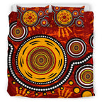 australia-indigenous-bedding-set-aboriginal-inspired-dot-art-conection-concept-with-handprints