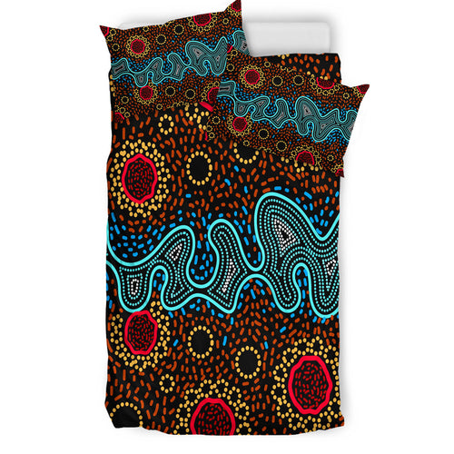 australia-indigenous-bedding-set-aboriginal-inspired-dot-art-painting-river-concept