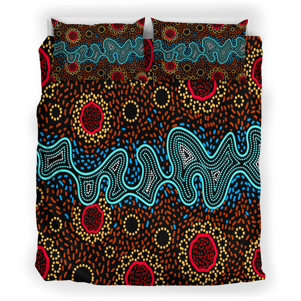australia-indigenous-bedding-set-aboriginal-inspired-dot-art-painting-river-concept