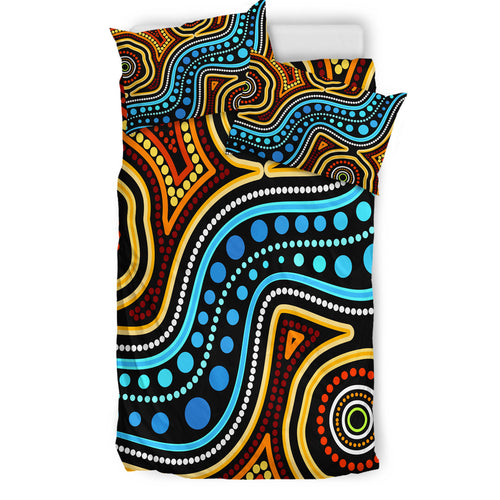 australia-indigenous-bedding-set-aboriginal-inspired-dot-art-river-connection-concept