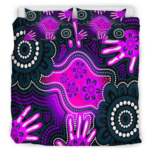australia-indigenous-bedding-set-aboriginal-inspired-dot-artwork-with-hands