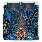 australia-indigenous-bedding-set-aboriginal-inspired-dot-painting-depicting-fierce-snake-and-magpies