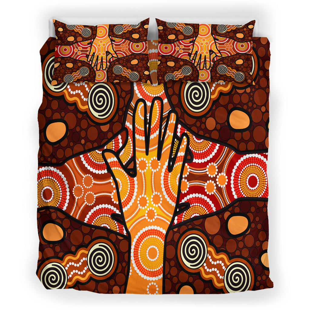 australia-indigenous-bedding-set-aboriginal-inspired-style-dot-art-friendship-concept