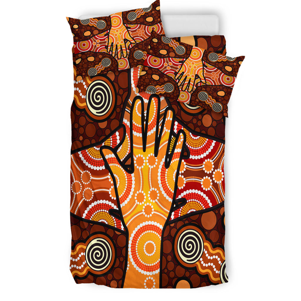 australia-indigenous-bedding-set-aboriginal-inspired-style-dot-art-friendship-concept